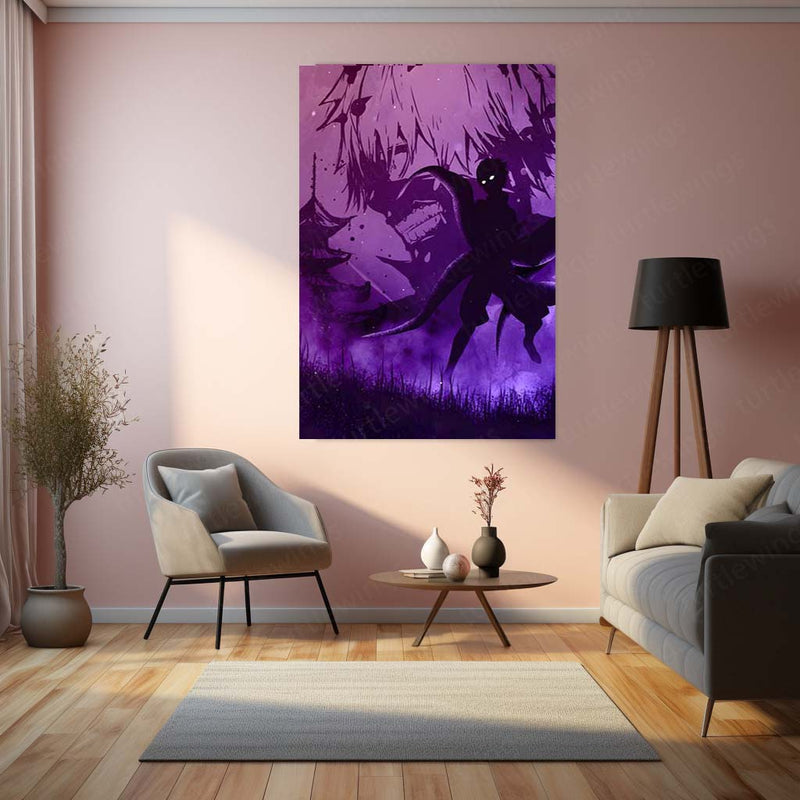 Anime Metal Poster | Tokyo Ghoul – Ken Kaneki Shadow Metal Poster | Dark Anime Wall Frame 02