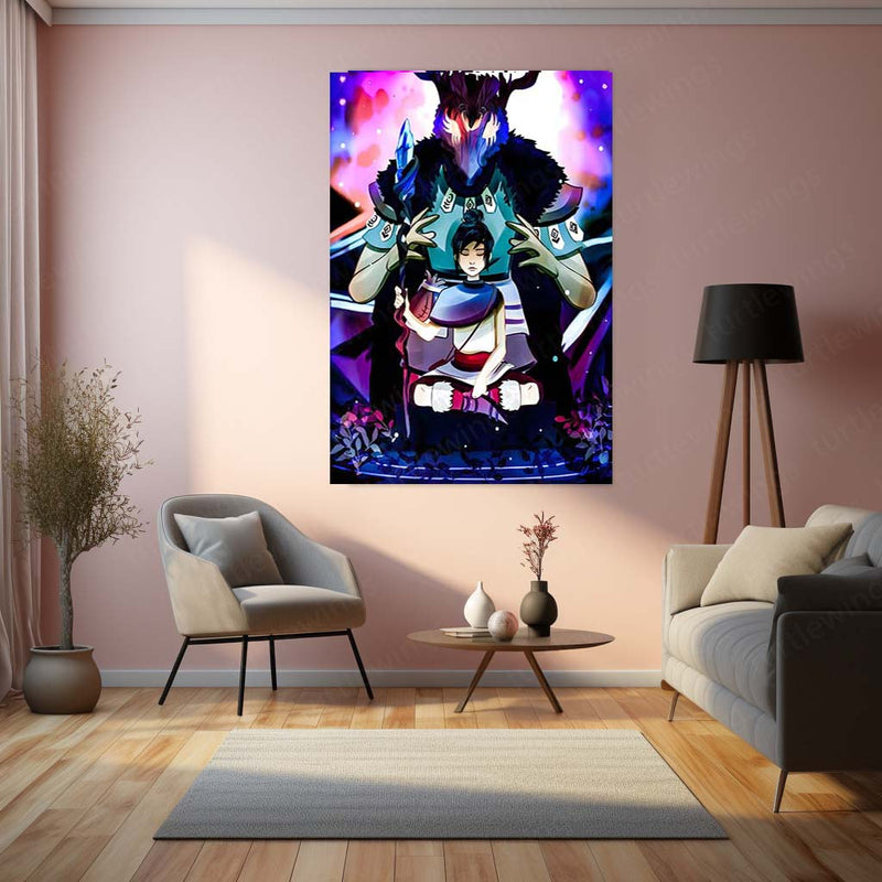 Kena: Bridges of Spirits – Spirit Warrior Artwork | Mystical Fantasy Game Metal Frame Poster 02