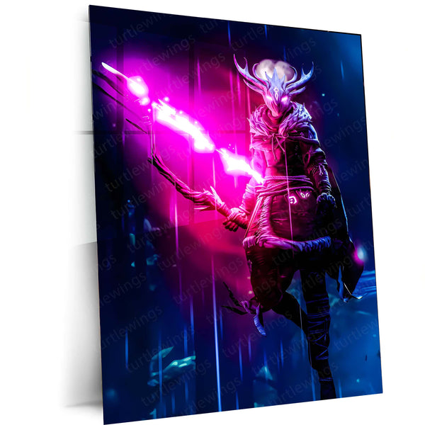 Kena: Bridges of Spirits – Spirit Warrior Artwork | Mystical Fantasy Game Metal Frame Poster