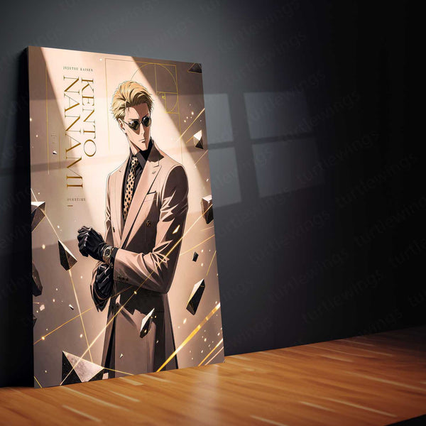 Anime Metal Poster | Kento Nanami Luxury Suit Metal Poster | Jujutsu Kaisen Anime Wall Art | Premium Character Metal Print