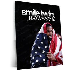 Quote Metal Poster | Kevin Durant – “smile twin, you made it.” Quote | Basketball Motivation Metal Frame Wall Art - TURTLEWINGS 