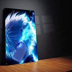 Anime Metal Poster Set of 9 | Killua Zoldyck | Hunter x Hunter Anime Wall Art | Godspeed Lightning 9 Panel Metal Print | Electric Blue Anime Decor