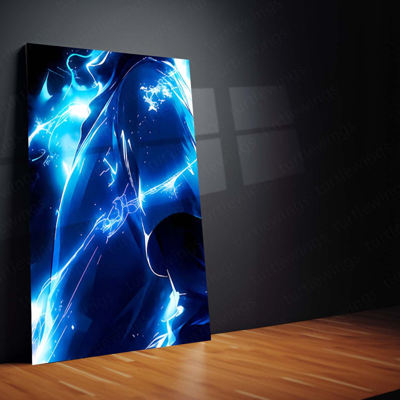 Anime Metal Poster Set of 9 | Killua Zoldyck | Hunter x Hunter Anime Wall Art | Godspeed Lightning 9 Panel Metal Print | Electric Blue Anime Decor