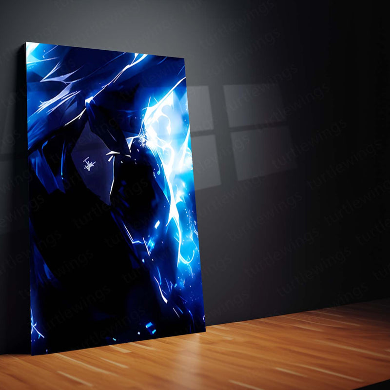 Anime Metal Poster Set of 9 | Killua Zoldyck | Hunter x Hunter Anime Wall Art | Godspeed Lightning 9 Panel Metal Print | Electric Blue Anime Decor