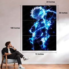 Anime Metal Poster Set of 9 | Killua Zoldyck | Hunter x Hunter Anime Wall Art | Godspeed Lightning 9 Panel Metal Print | Electric Blue Anime Decor
