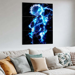 Anime Metal Poster Set of 9 | Killua Zoldyck | Hunter x Hunter Anime Wall Art | Godspeed Lightning 9 Panel Metal Print | Electric Blue Anime Decor