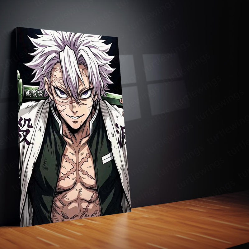 Anime Metal Poster Set of 3 | Sanemi Shinazugawa Demon Slayer Triptych Wall Art