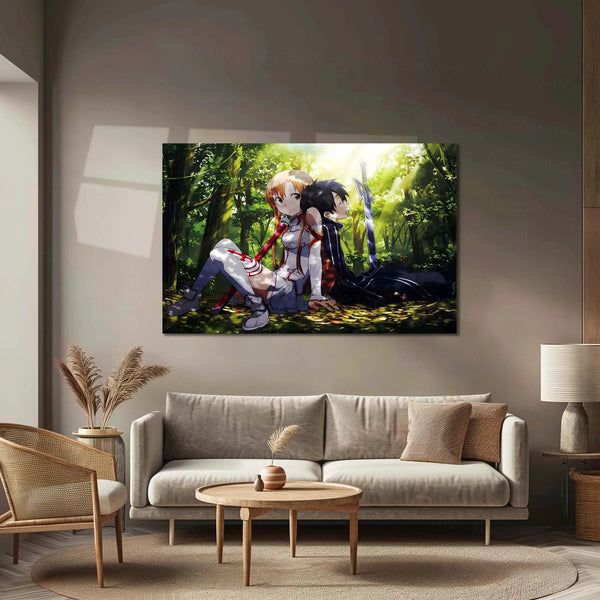 Anime Metal Poster | Kirito & Asuna Anime Metal Poster | Sword Art Online Wall Art
