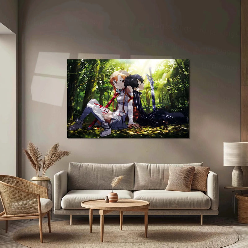 Anime Metal Poster | Kirito & Asuna Anime Metal Poster | Sword Art Online Wall Art