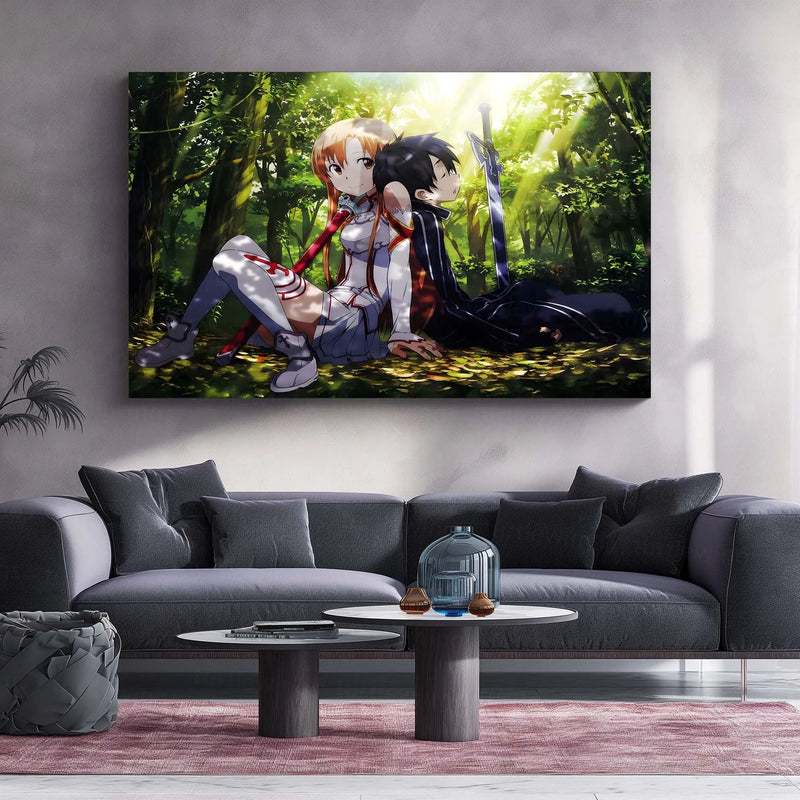 Anime Metal Poster | Kirito & Asuna Anime Metal Poster | Sword Art Online Wall Art