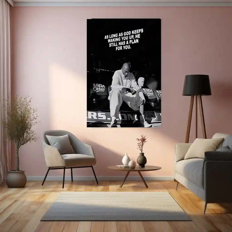 Quote Metal Poster | Kobe Bryant – “As Long As God Keeps Waking You Up, He Still Has a Plan for You” | Faith, Purpose & Mamba Mentality Metal Frame - TURTLEWINGS 