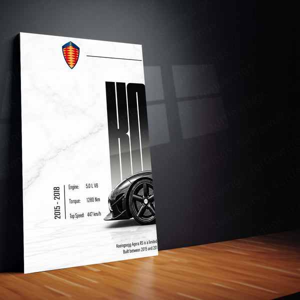 Car Metal Poster Set of 3 | Koenigsegg Agera RS | Black Hypercar Triptych Wall Art | Premium Automotive Metal Print