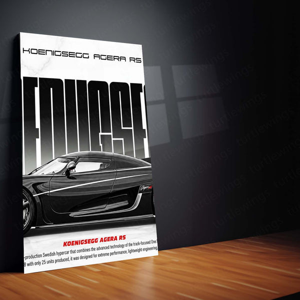 Car Metal Poster Set of 3 | Koenigsegg Agera RS | Black Hypercar Triptych Wall Art | Premium Automotive Metal Print