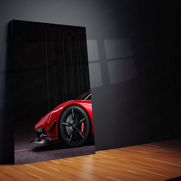 Car Metal Poster Set of 3 | Koenigsegg Jesko | Red Hypercar Triptych Wall Art | Premium Automotive Metal Print