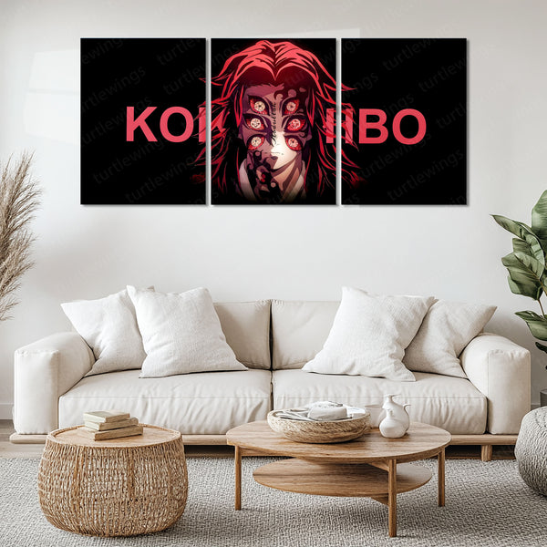 Anime Metal Poster Set of 3 | Kokushibo Upper Moon Demon Triptych Wall Art