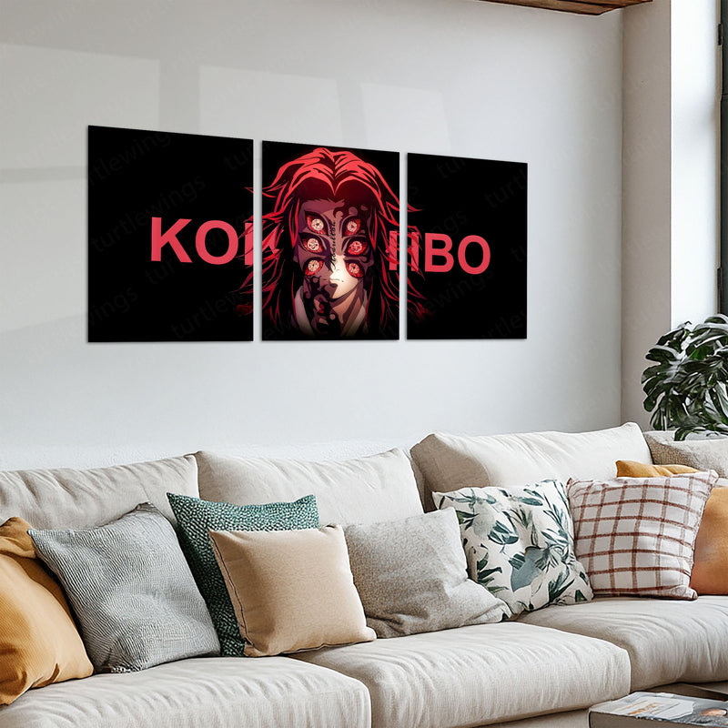 Anime Metal Poster Set of 3 | Kokushibo Upper Moon Demon Triptych Wall Art