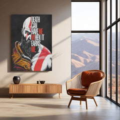Kratos Motivational Quote – God of War Metal Frame | Spartan Warrior Wall Art | Epic Gaming Quote Poster