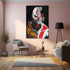 Kratos Motivational Quote – God of War Metal Frame | Spartan Warrior Wall Art | Epic Gaming Quote Poster