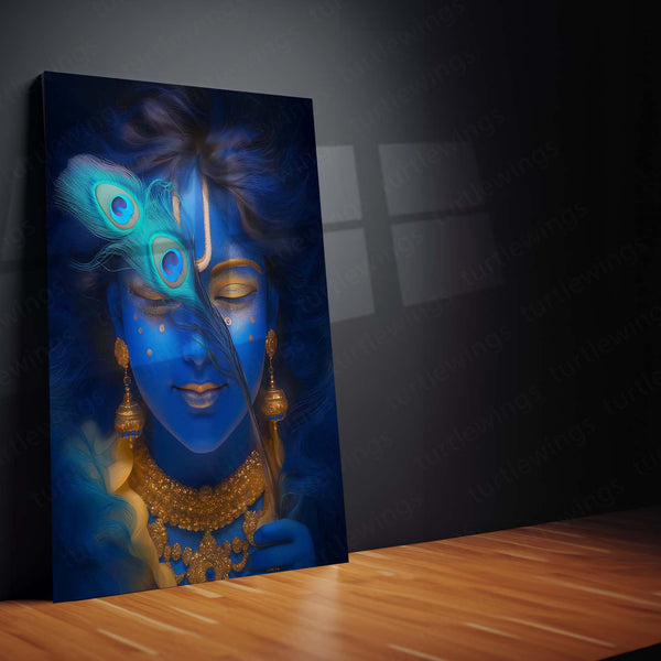 Spiritual Metal Poster | 🎨 Lord Krishna Metal Poster | Divine Wall Art | Spiritual Decor for Home & Temple 01 - TURTLEWINGS 