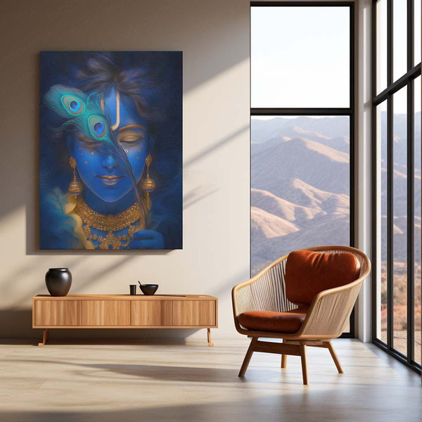 Spiritual Metal Poster | 🎨 Lord Krishna Metal Poster | Divine Wall Art | Spiritual Decor for Home & Temple 01 - TURTLEWINGS 