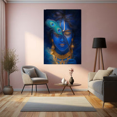Spiritual Metal Poster | 🎨 Lord Krishna Metal Poster | Divine Wall Art | Spiritual Decor for Home & Temple 01 - TURTLEWINGS 