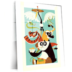 Kung Fu Panda & The Furious Five – Retro Minimalist Metal Poster | DreamWorks Wall Frame