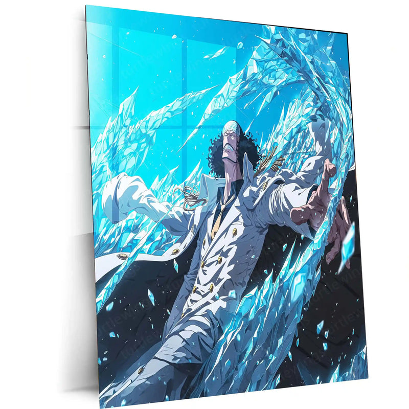 Anime Metal Poster | Kuzan (Aokiji) | Ice Power Anime Wall Art | Calm Strength & Absolute Justice Metal Poster - TURTLEWINGS 