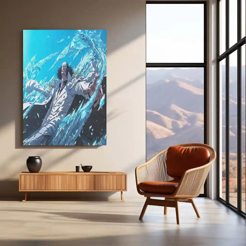 Anime Metal Poster | Kuzan (Aokiji) | Ice Power Anime Wall Art | Calm Strength & Absolute Justice Metal Poster - TURTLEWINGS 