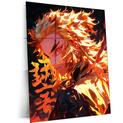 Anime Metal Poster | Kyojuro Rengoku – Flame Hashira Metal Poster | Demon Slayer Wall Frame