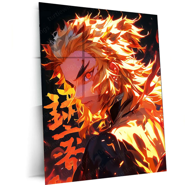 Anime Metal Poster | Kyojuro Rengoku – Flame Hashira Metal Poster | Demon Slayer Wall Frame