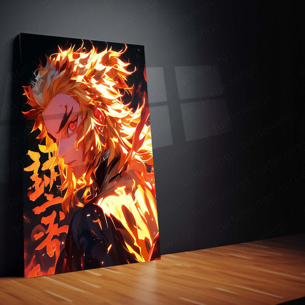 Anime Metal Poster | Kyojuro Rengoku – Flame Hashira Metal Poster | Demon Slayer Wall Frame