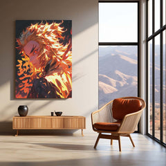 Anime Metal Poster | Kyojuro Rengoku – Flame Hashira Metal Poster | Demon Slayer Wall Frame