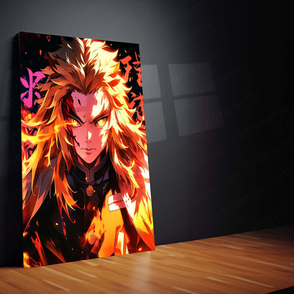 Anime Metal Poster | Kyojuro Rengoku – Flame Hashira Metal Poster | Demon Slayer Wall Frame 01