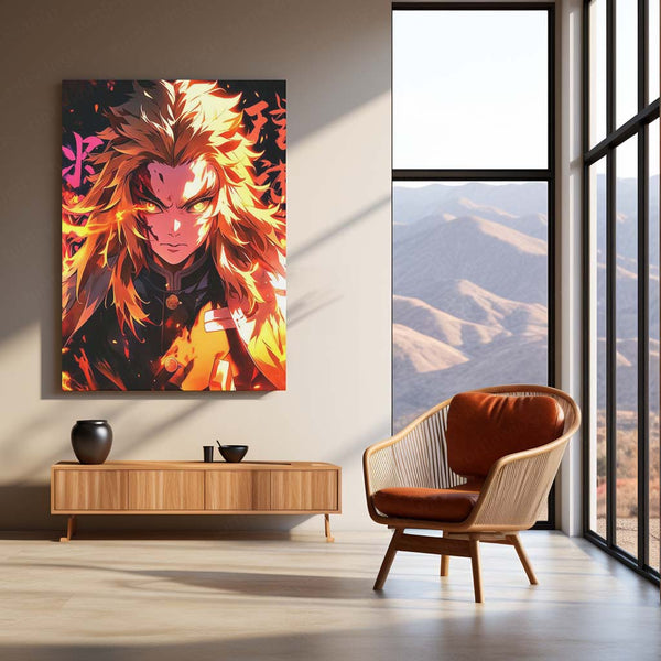 Anime Metal Poster | Kyojuro Rengoku – Flame Hashira Metal Poster | Demon Slayer Wall Frame 01
