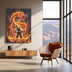 Anime Metal Poster | Kyojuro Rengoku Flame Dragon Metal Poster | Demon Slayer Anime Wall Art | Premium Fire Hashira Metal Print
