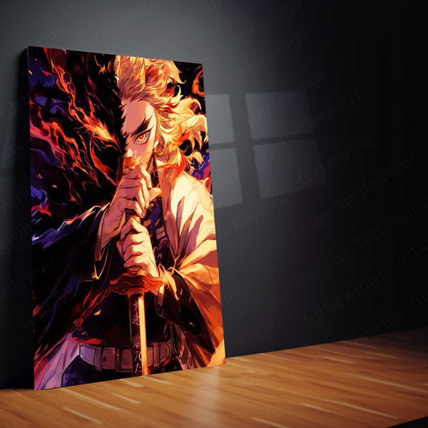 Kyojuro Rengoku – Flame Hashira Metal Poster | Demon Slayer Anime Wall Frame