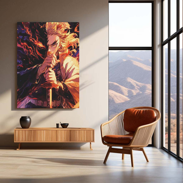 Kyojuro Rengoku – Flame Hashira Metal Poster | Demon Slayer Anime Wall Frame