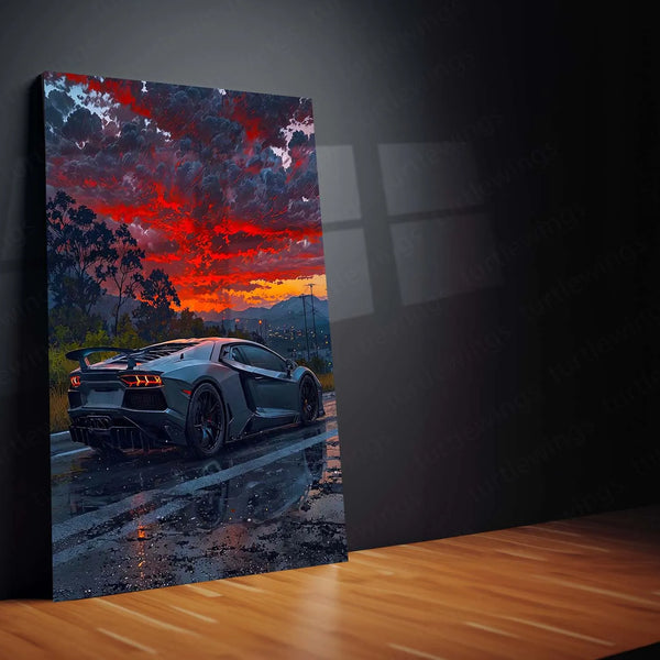 Car Metal poster | Lamborghini Black Metal Poster | Luxury Supercar Wall Art