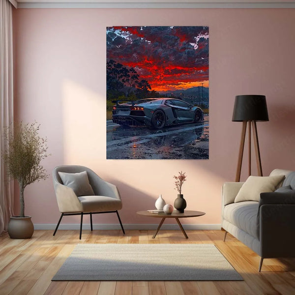 Car Metal poster | Lamborghini Black Metal Poster | Luxury Supercar Wall Art