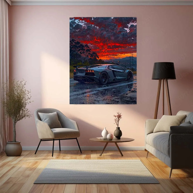 Car Metal poster | Lamborghini Black Metal Poster | Luxury Supercar Wall Art - TURTLEWINGS 