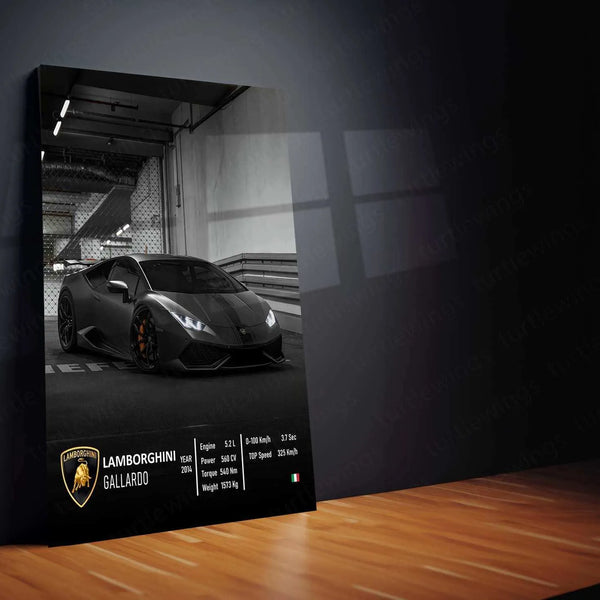 Lamborghini Black Metal Poster | Luxury Supercar Wall Art | Automotive Decor - TURTLEWINGS 