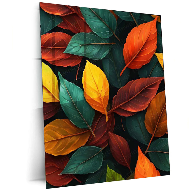 Leaves Abstract Metal Poster – Modern Botanical Wall Art | Nature-Inspired Minimalist Decor - TURTLEWINGS 