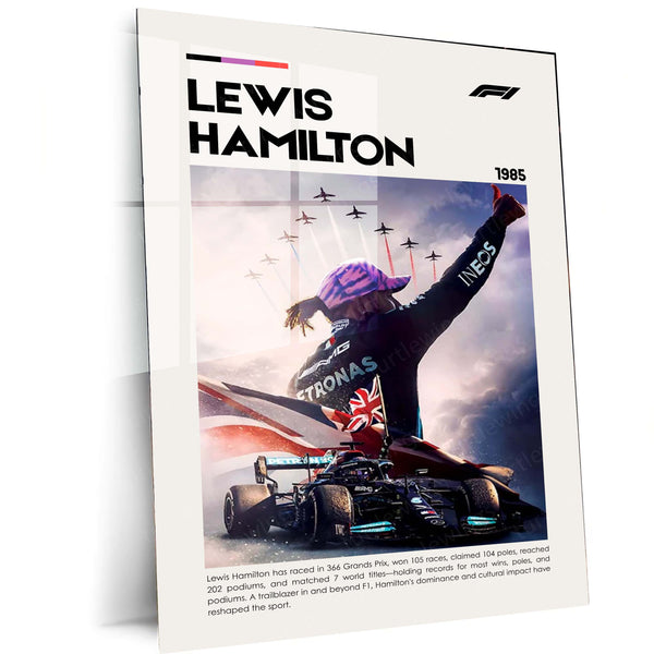 Lewis Hamilton Metal Frame | 7-Time Formula 1 World Champion Wall Art - TURTLEWINGS 