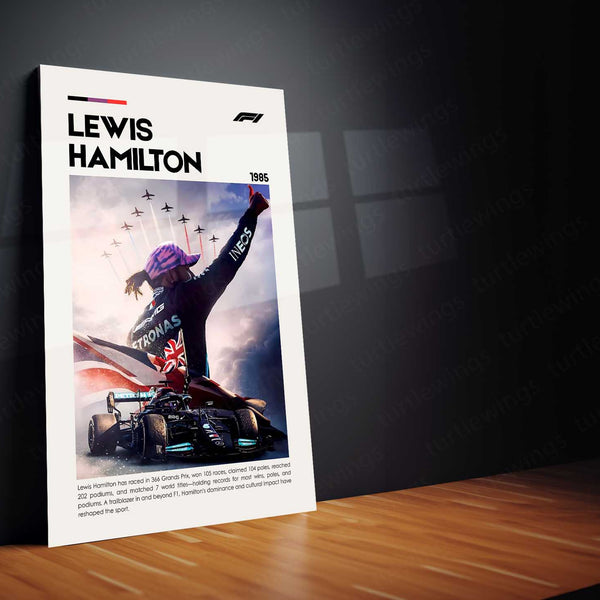 Lewis Hamilton Metal Frame | 7-Time Formula 1 World Champion Wall Art - TURTLEWINGS 
