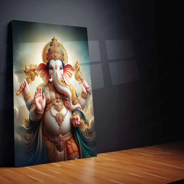 Lord Ganesh Metal Poster – Divine Hindu Wall Art | Spiritual Home & Temple Deco - TURTLEWINGS 