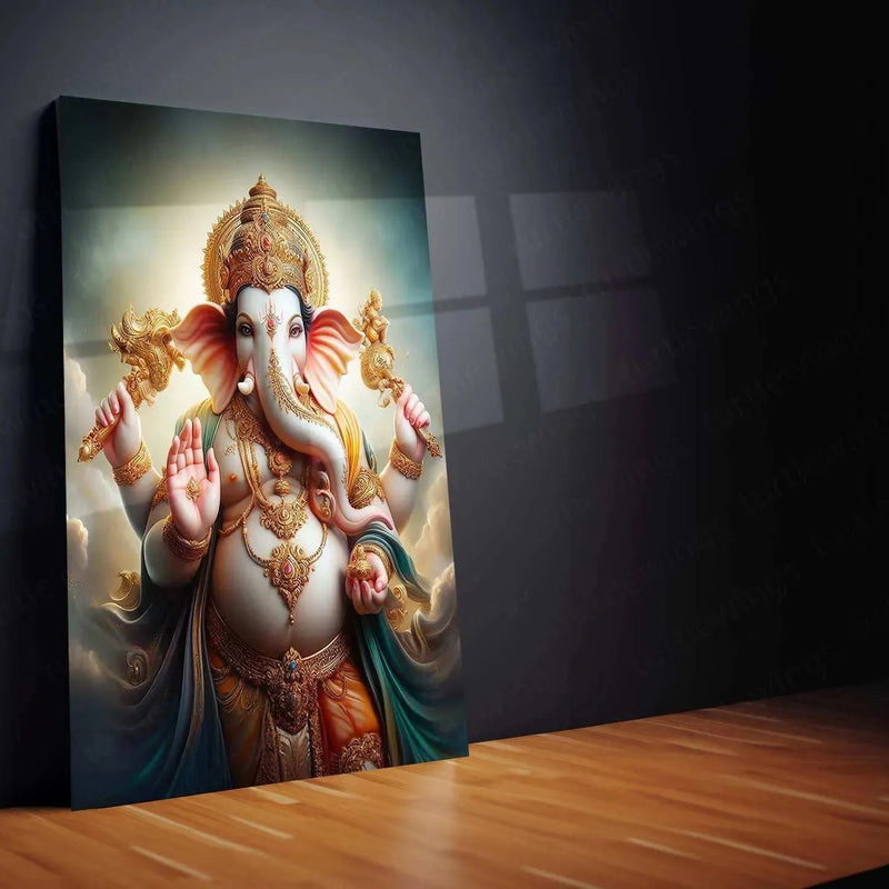 Lord Ganesh Metal Poster – Divine Hindu Wall Art | Spiritual Home & Temple Deco - TURTLEWINGS 