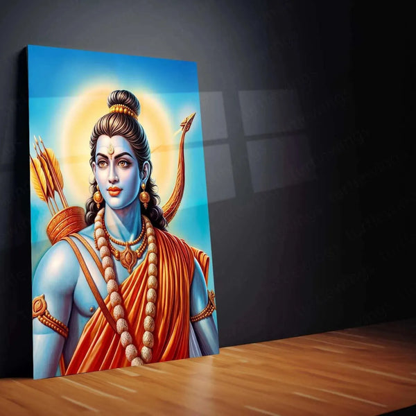Lord Ram Metal Poster – Divine Hindu Wall Art | Shri Ram Mandir Inspired Decor - TURTLEWINGS 