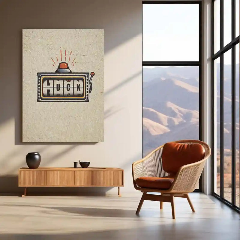 Quote Metal Poster | LUCK – Minimal Aesthetic Metal Frame Wall Art | Retro Slot Machine Quote Poster | Modern Home & Office Decor Wall Art - TURTLEWINGS 