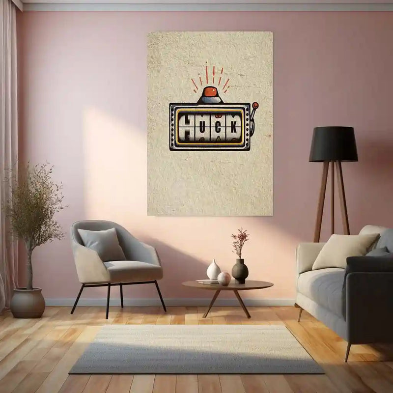 Quote Metal Poster | LUCK – Minimal Aesthetic Metal Frame Wall Art | Retro Slot Machine Quote Poster | Modern Home & Office Decor Wall Art - TURTLEWINGS 