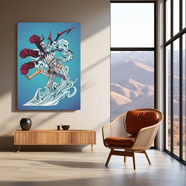 Anime Metal Poster | Luffy Gear 5 Metal Poster | One Piece Wall Art | Nika Transformation Anime Decor